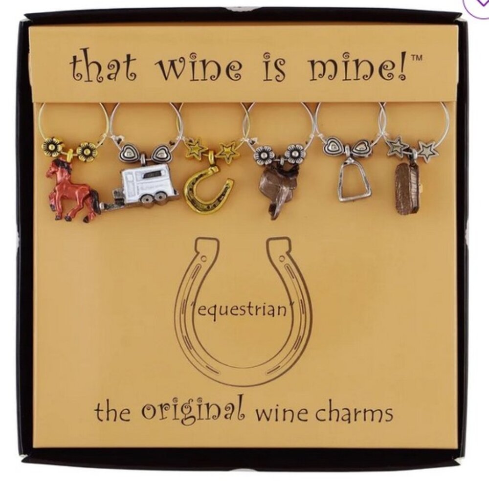 Wine Things 6-Piece Equestrian Wine Charms, Painted